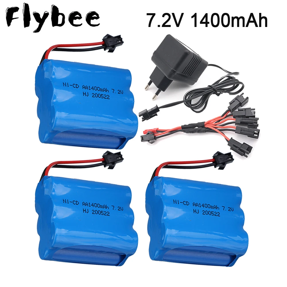 Ni-CD 7.2V battery / 7.2V Charger For RC Toys Cars racing Trucks Boats guns Parts battery 7.2v 1400mAh AA Rechargeable battery