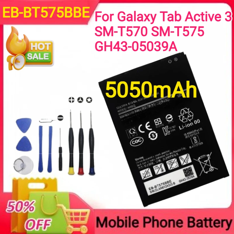 New 5050mAh EB-BT575BBE for Galaxy Tab Active 3 SM-T570 SM-T575 GH43-05039A Mobile Phone Batteries+tools