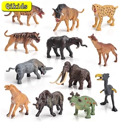 12Pcs/Set Simulation Prehistoric Animal Mammoth Smilodon Tiger Dino Model PVC Animals Action Figures Toys for Children Xmas Gift