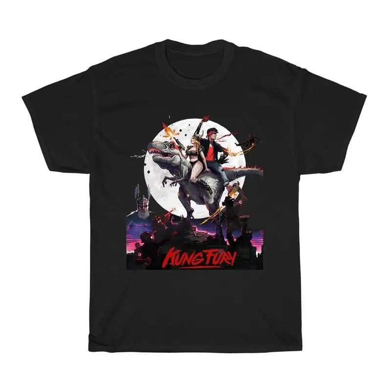 Kung Fury T-Shirt ,Graphic Short Sleeve Crew Neck Cotton T-Shirt: Action Movie Graphic Tee
