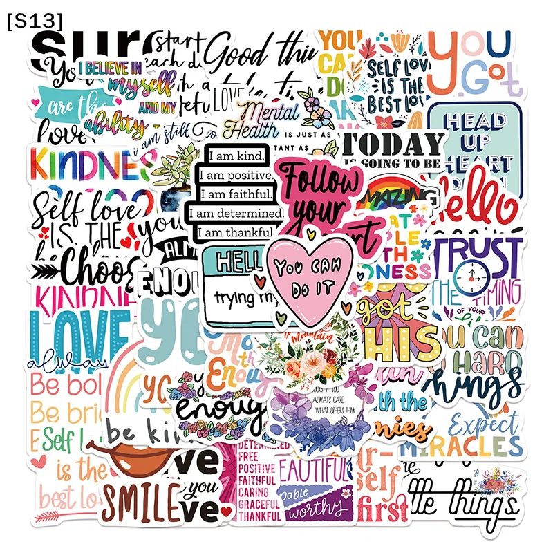 

52Pcs Motivational Quote Stickers Inspirational Phrase Decals, Waterproof DIY Stickers Scrapbooking and Daily Decoration[S13]