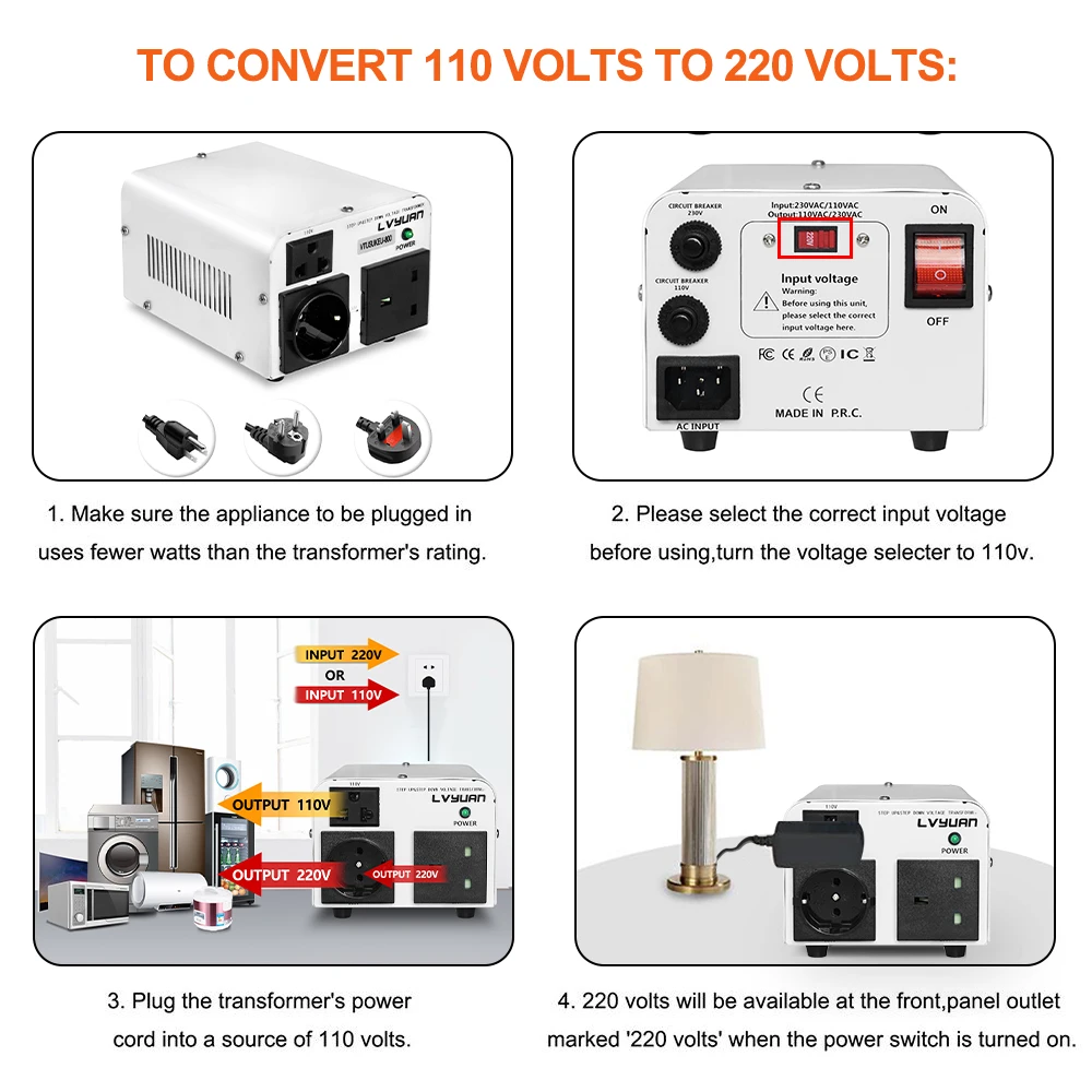 LVYUAN 500W/800W Step UP & DOWN 110V-220V Voltage Converter Auto Transformer 50Hz/60Hz Supply US/EU/UK/UN PlugHome Appliances view 3