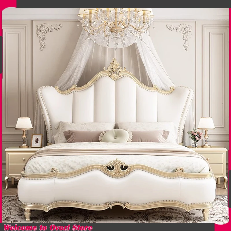 

White Cream Cloud Bed Fashion Interior European Safe Sleeping Bed Floor Double Ergonomic Muebles Para El Hogar Home Furniture