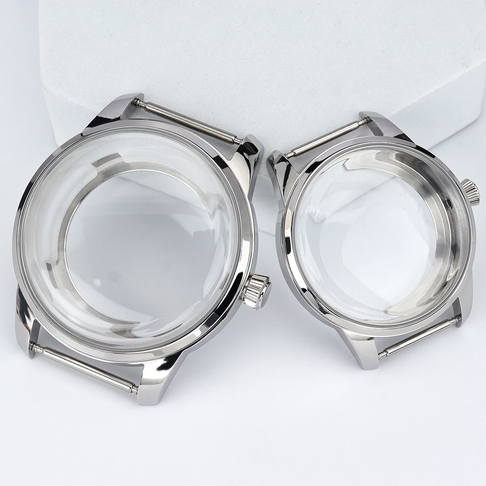 33MM/40MM Stainless Steel Watch Case Arched Glass watch part for Cocktail NH35 NH36NH38 NH34 Movement Silver/Gold/Rose Gold Case
