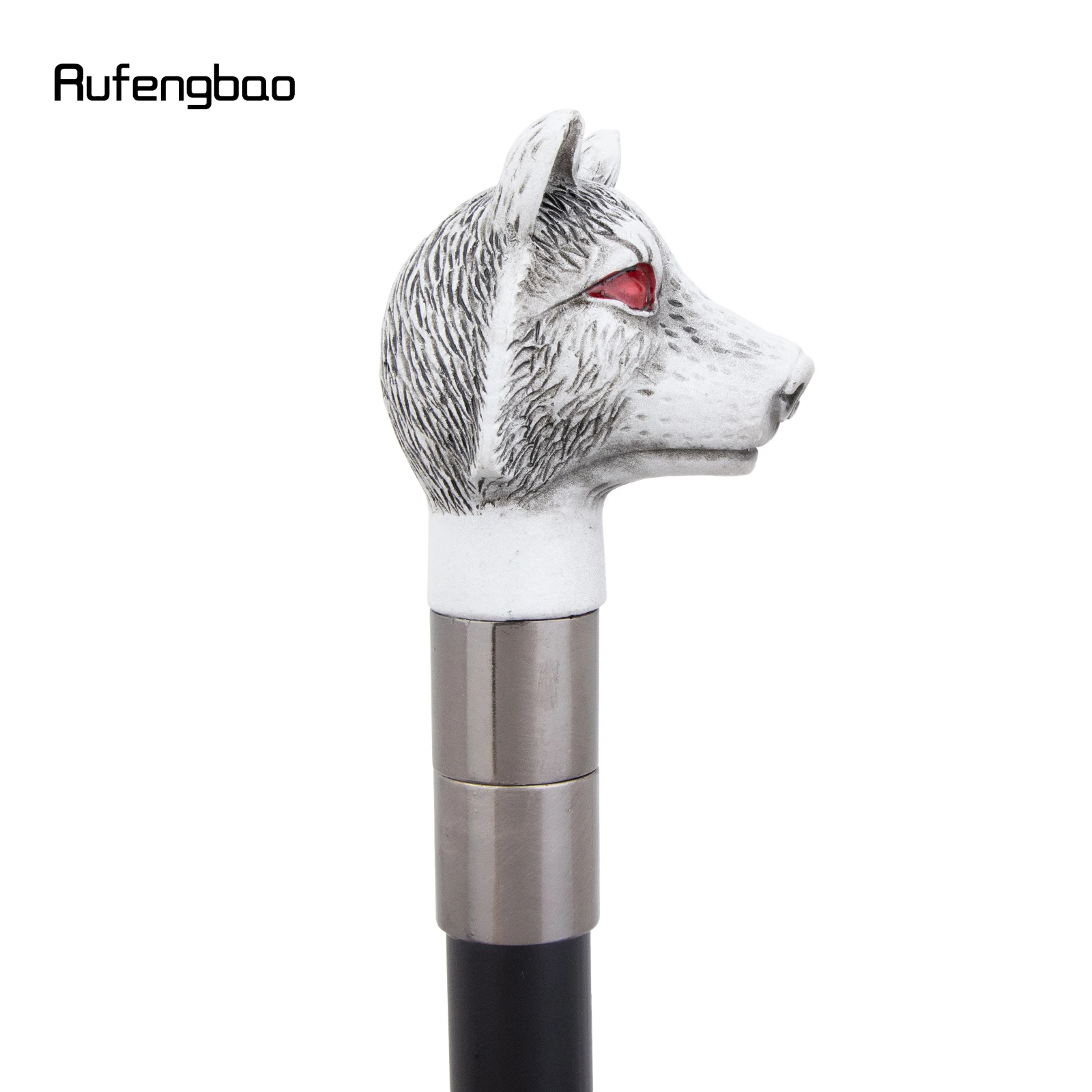 عصا قصب المشي برأس الذئب من الراتنج الفضي ذات العيون الحمراء للحفلات التنكرية، Steampunk وعصا الاستخدام اليومي مع صندوق فاخر 93 سم #6