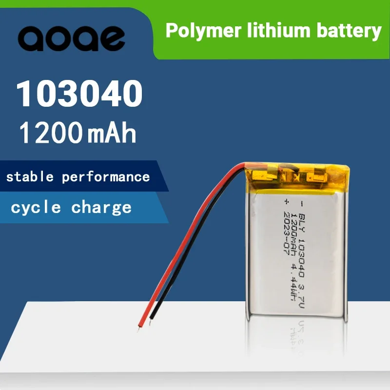 Original high capacity 103040 3.7V 1200mAh polymer lithium rechargeable battery, suitable for GPS navigation MP5 PS4 battery