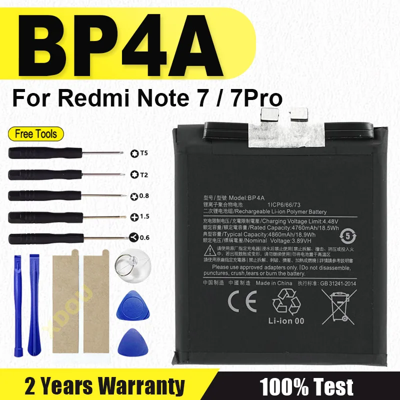 

BN4A Phone Battery 4000mAh For Redmi Note 7 / Note 7 Pro High Quality Replacement Batteries Retail Package +Tools