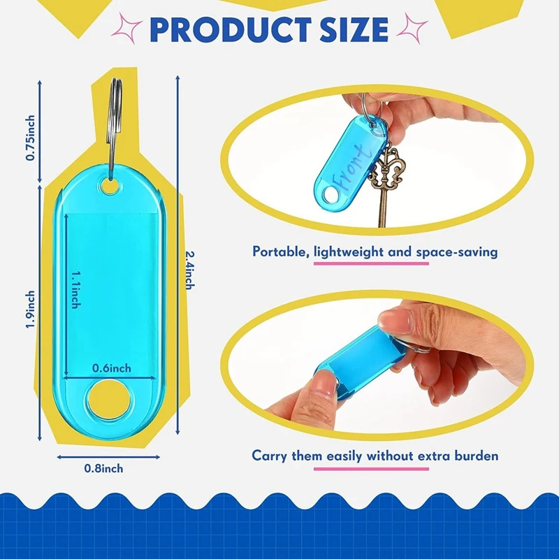 علامات مفاتيح الهوية مزدوجة الوجهين ، ملصقات المفاتيح مع علامات مرنة الحلبة ، 8 ألوان ، من من من ومن ومن ثم