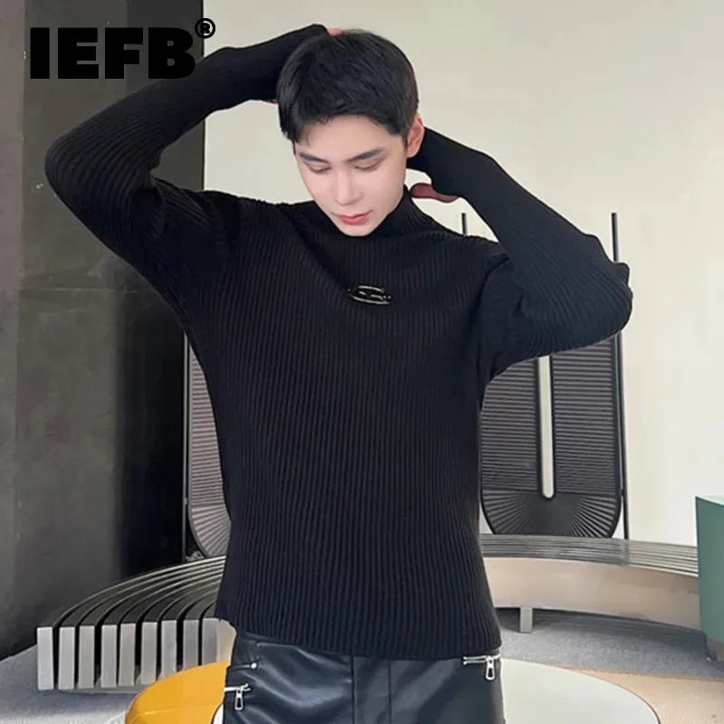 IEFB Men's Sweater Fashion Pullovers Autumn Winter Slim Male Sweter Niche Design Knit Tops Personalized Korean Style New 9C2550