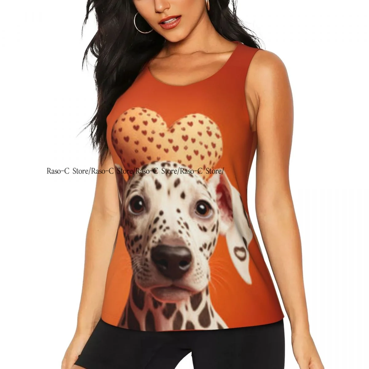 Women's Workout Tank Tops Quick Dry Sleeveless Running Athletic Shirts Elegant Dalmatian Dog Gym Yoga Tops