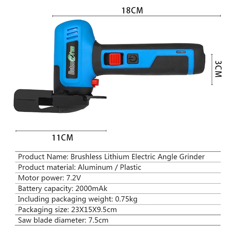 7.2V Cordless Angle Grinder Rechargeable Lithium Battery Mini Grinder Cutter for Grinding Polishing Cutting Machine Power Tools