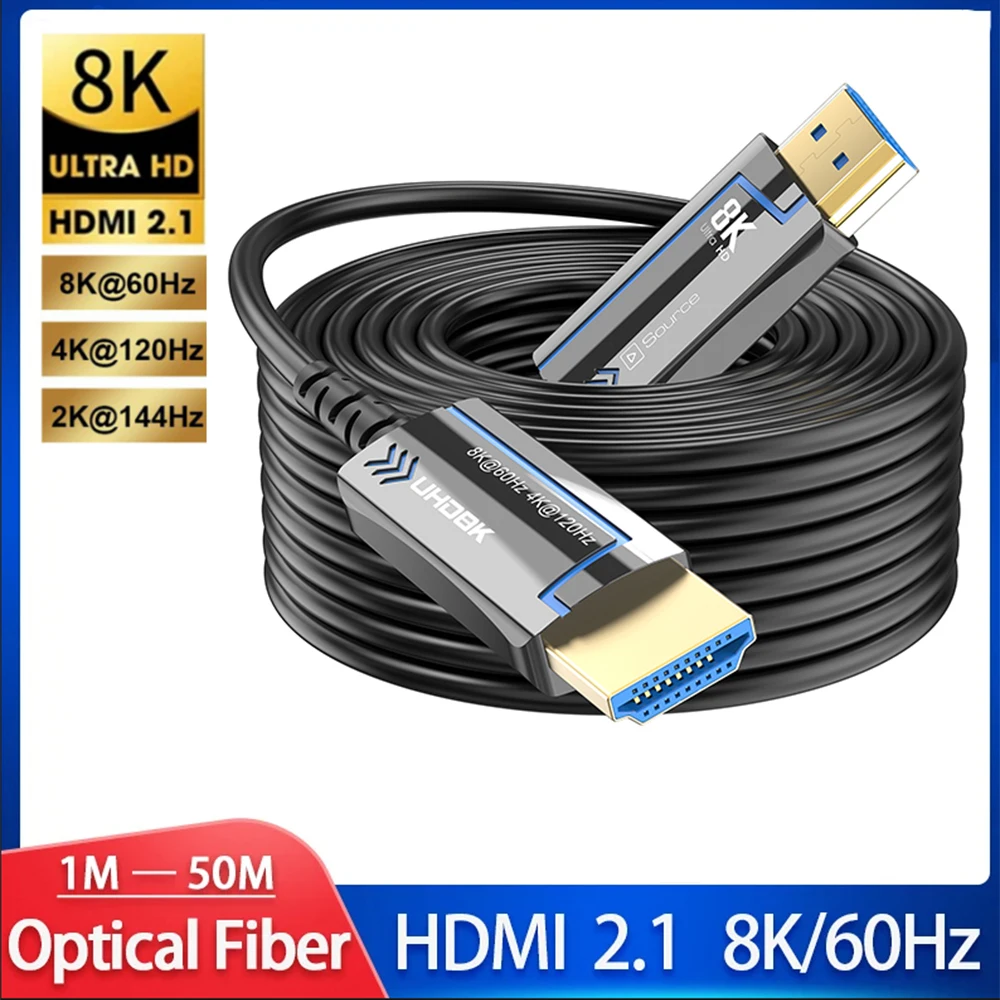 

Кабель 8K HDMI 2.1 Чрезвычайно легкий оптоволоконный кабель 8k при 60 Гц 4k при 120 Гц 48 Гбит/с для HDTV Box Проектор Ps3/4 Сверхвысокоскоростной компьютер