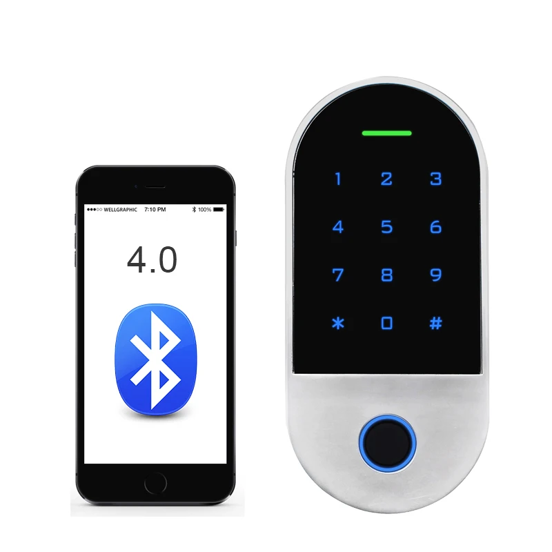 Blue-tooth Touch Key Access Controller Fingerpint Scan & RFID Access Controller With Free Mobile App Standalone Access Control