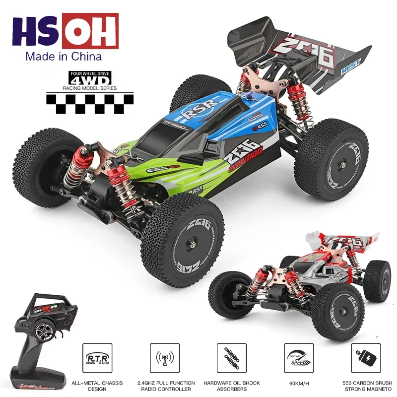 WLtoys 144001 60KM/H RC카 전문가용 1/14 전동 4x4 오프로드 무선 조종 자동차 드리프트 고속 레이싱카 장난감 어린이 선물