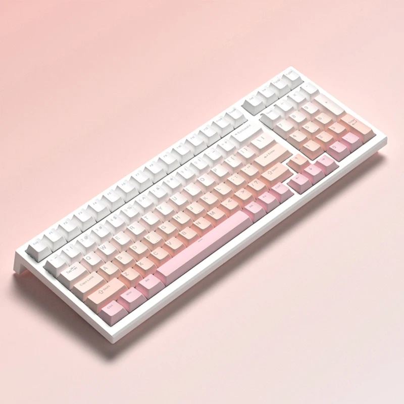 

Gradient Sakura Pink Shine Through Keycaps 130 Keys Cherry Profile Double Shot PBT Keycaps for MX Switches Mechanical Keyboards