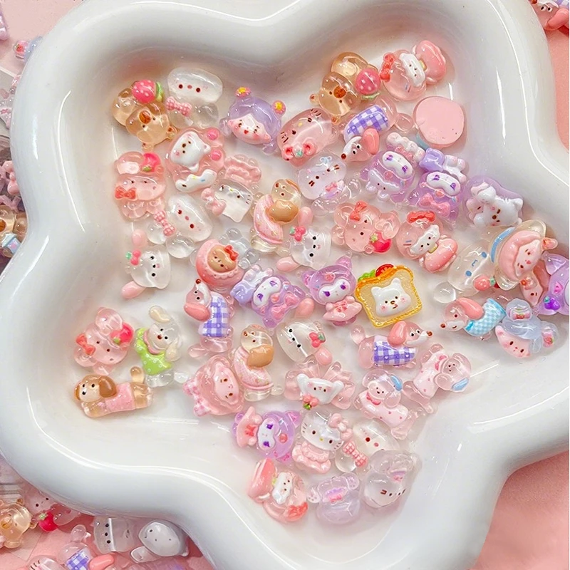 10-100pcs mini smooth transparent mixed resin accessories DIY cream glue phone case hair clip nail art decoration birthday gift