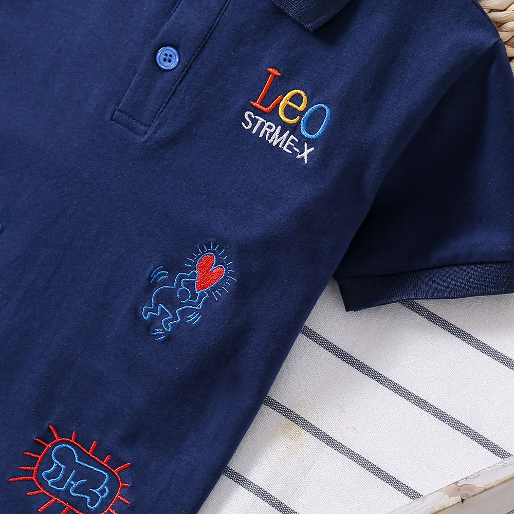 Boys polo shirt Summer Cotton Girls clothing Kids Letter embroidery pattern T-Shirts Short sleeve Tops casual Tees 3-7year coats