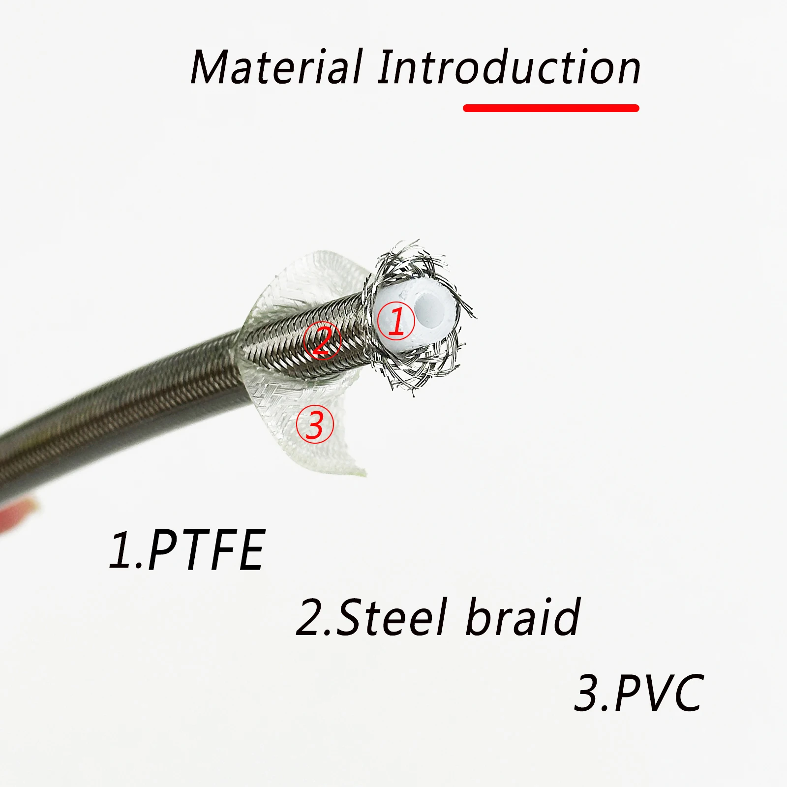 Universal PTFE Braided Oil Pipe 30-500CM Stainless Steel Nylon Outer Layer Fuel Brake Cooling Hose for Modification