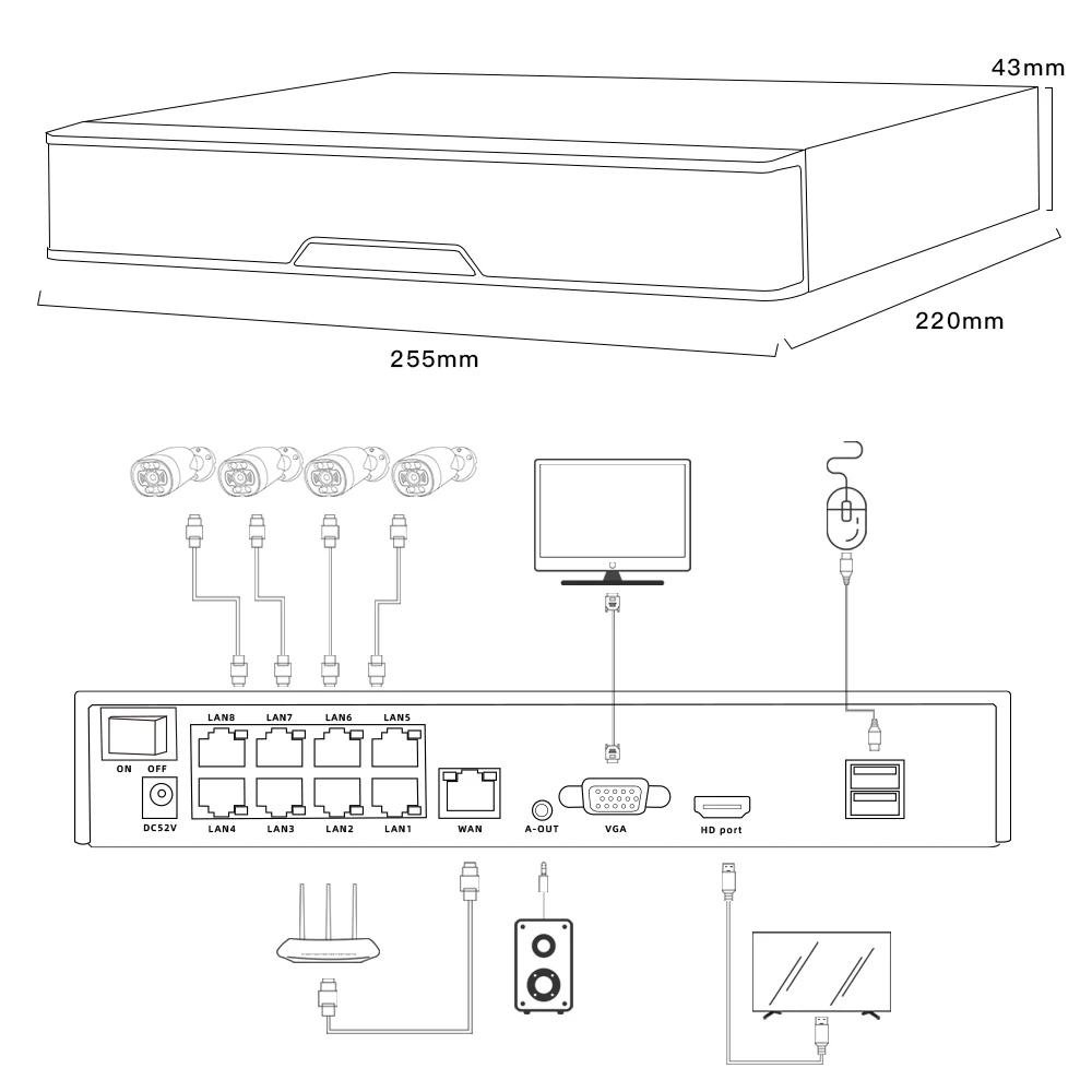 XMeye 8ch POE NVR Register 4K Support 16ch videoregistratore di rete H.265 + 24/7 registrazione IP Camera P2P System Security Kit