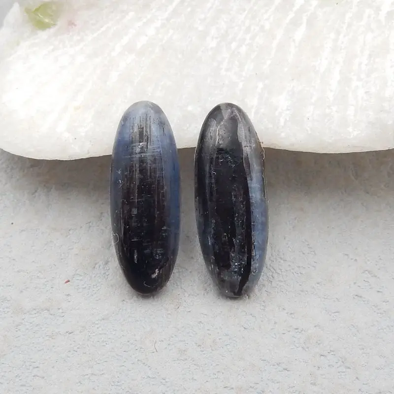 

Fine Jewelry Natural Stone Blue Kyanite Gemstone DIY Fashion Jewelry Cabochon Pair 22x8x4mm 3g