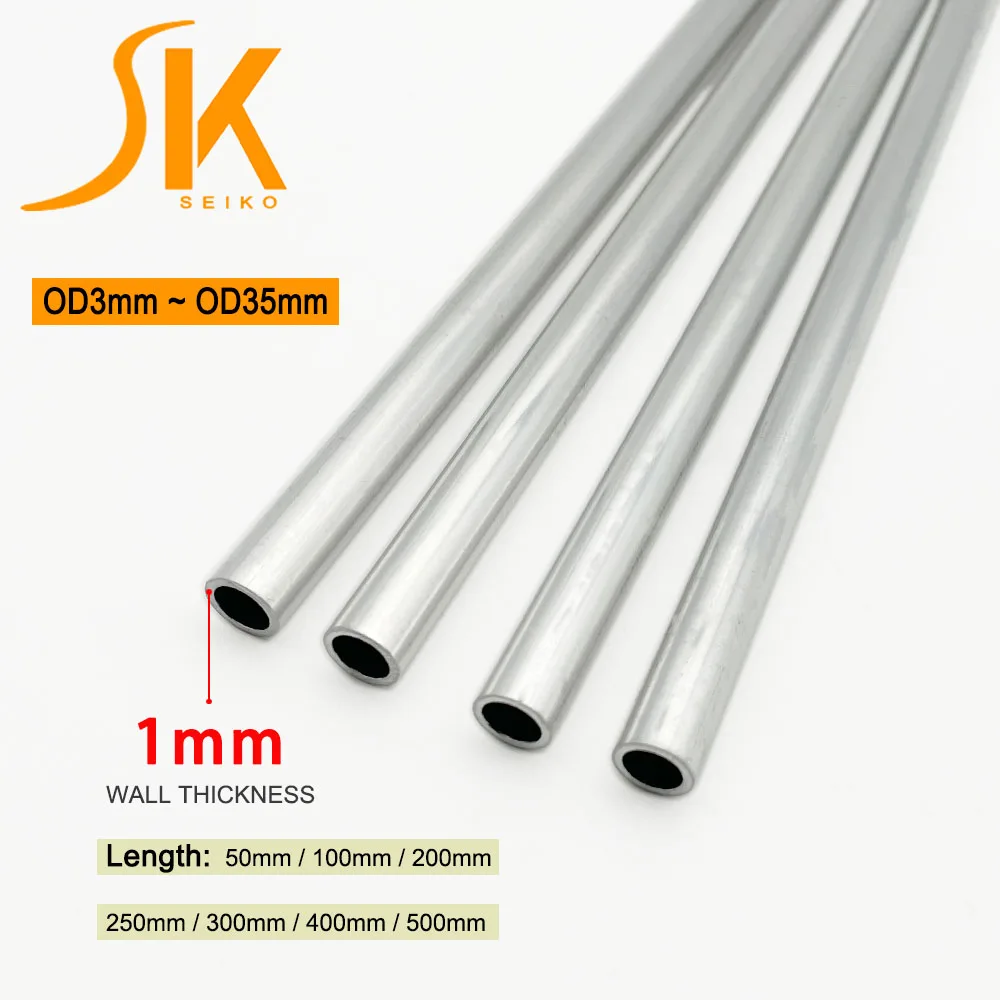 Aluminium Pipe 1mm Thickness 3mm - 25mm OD Straight 100mm 200mm 250mm 300mm 500mm Long Round 6063 Aluminum Alloy Tube