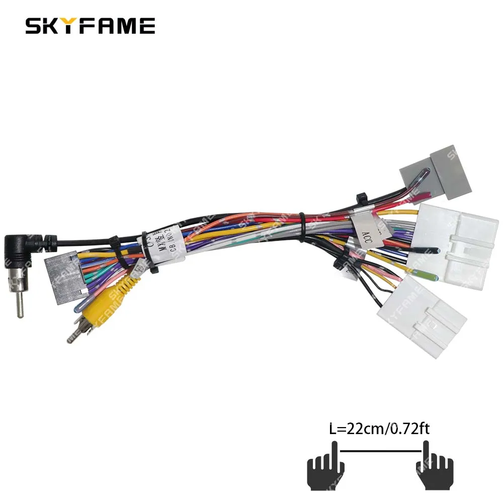 SKYFAME Car 16pin Wiring Harness Adapter Decode Android Radio Power Cabler For Nissan X-Trail X Trail 2 T31 MX6 Qashqai Cefiro