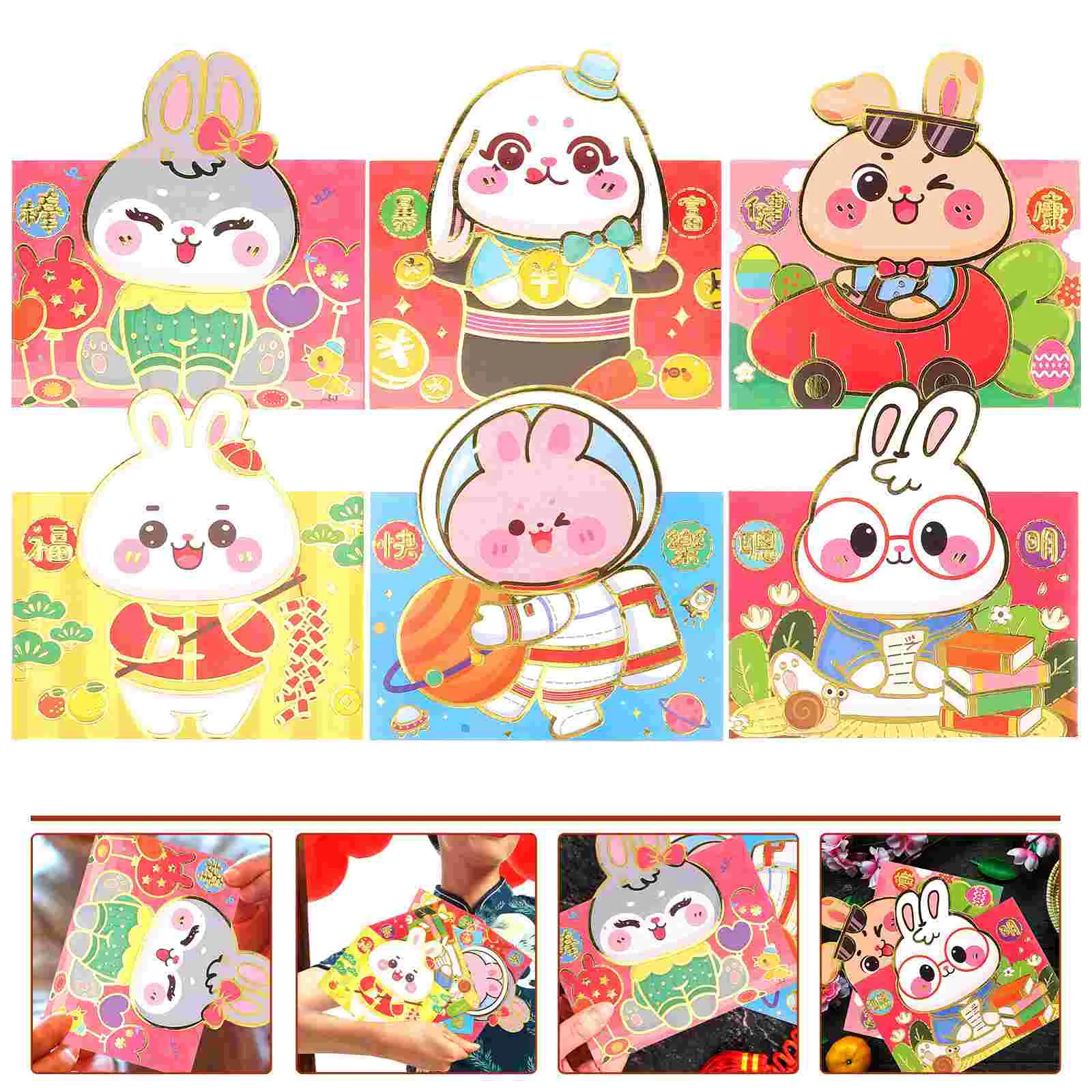 

30 Pcs 2023 Year of The Rabbit Red Packets Adorable Cartoon Pattern Envelopes Lightweight Happy New Paper Patterns