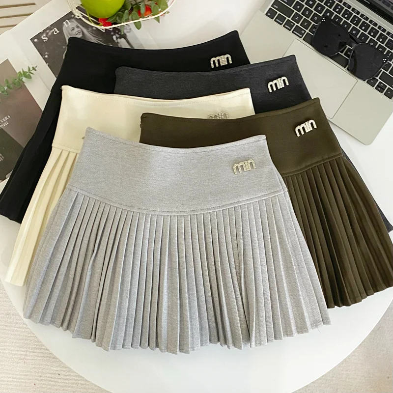 

Утягивающая американская юбка с высокой талией, женская шерстяная клетчатая юбка трапециевидной формы с запахом, корейская юбка для поездок на работу