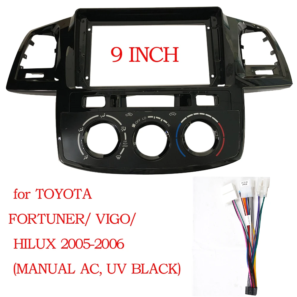 9 Inch Car Fascia For Toyota Fortuner Hilux 2005-2014 Double Din Fascias Panel Dashboard Stereo Car DVD Frame In-dash Kits