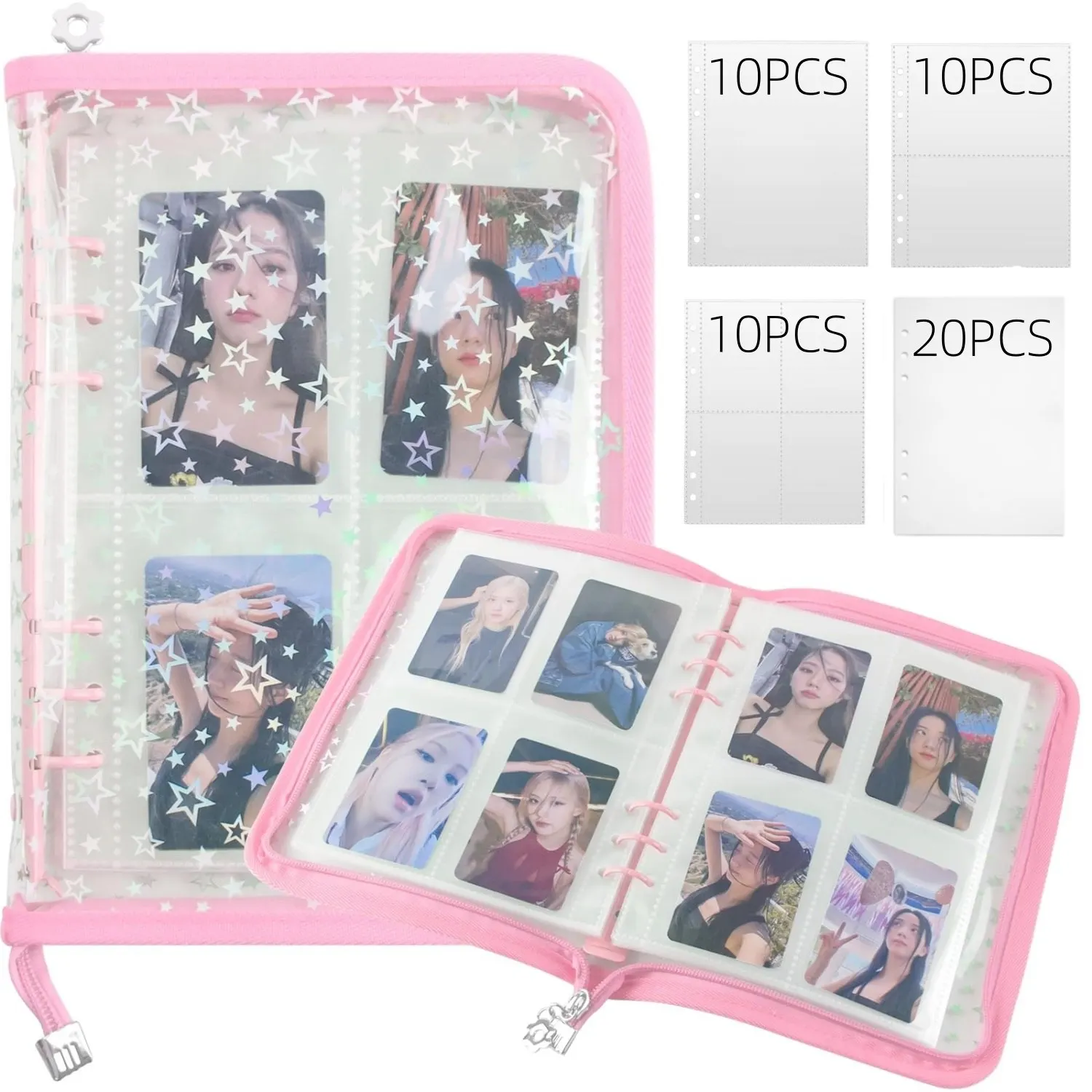 A5 Binder Cover PVC Notebook Shell Folder for 6 Hole Filler Paper with Blank Release Paper and 30 Sheet Double Sided Inner Pages