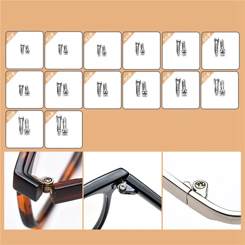 ABUN-5X Eyeglass Sunglass Repair Kit With Screws Tweezers Screwdriver Tiny Screws Nuts Assortment Glasses Repair Nose Pads
