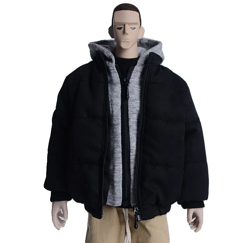 

Модная мужская куртка-солдат в масштабе 1/6, ложная двухсекционная куртка с капюшоном и двойной молнией на хлопковой подкладке, модель пальто для игрушек 12 дюймов, фигурки тела