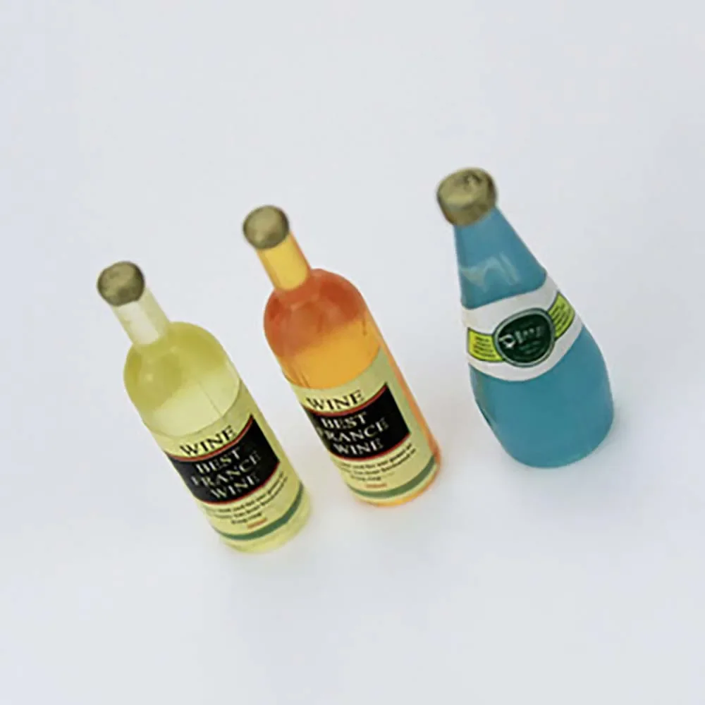 3Pcs 1/12 Dollhouse Miniature Wine Bottle set Mini Drinks Bottle Model Toy for Doll House Accessories Decoration ob11