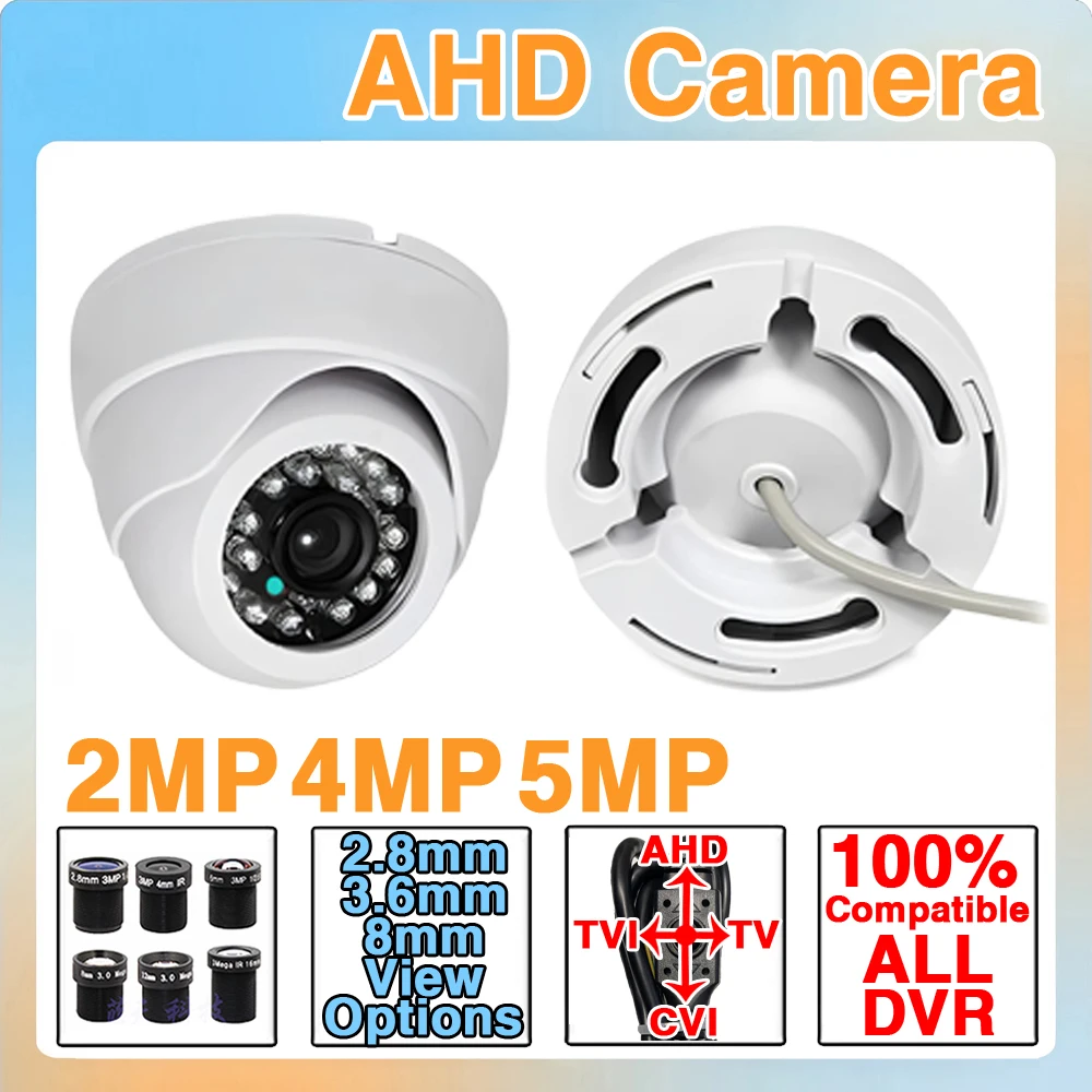 

ALL DVR Compatible White Mini Analog/TVI/CVI AHD Dome Camera 4in1 1080P 4MP 5MP 4K Ultra HD OSD Menu Indoor Home CCTV Security