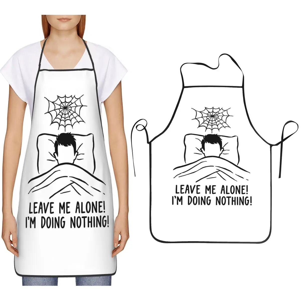 Leave Me Alone I'm Doing Nothing Aprons Chef Cooking Baking Tablier Bib Kitchen Cleaning Pinafore for Women Men Painting