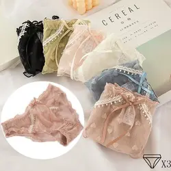 IEUHIA High Quality 3 Pcs Women's Panties Sexy Lace Underwear Seamless Briefs Cotton Crotch Thin Breathable Mesh Female Lingerie