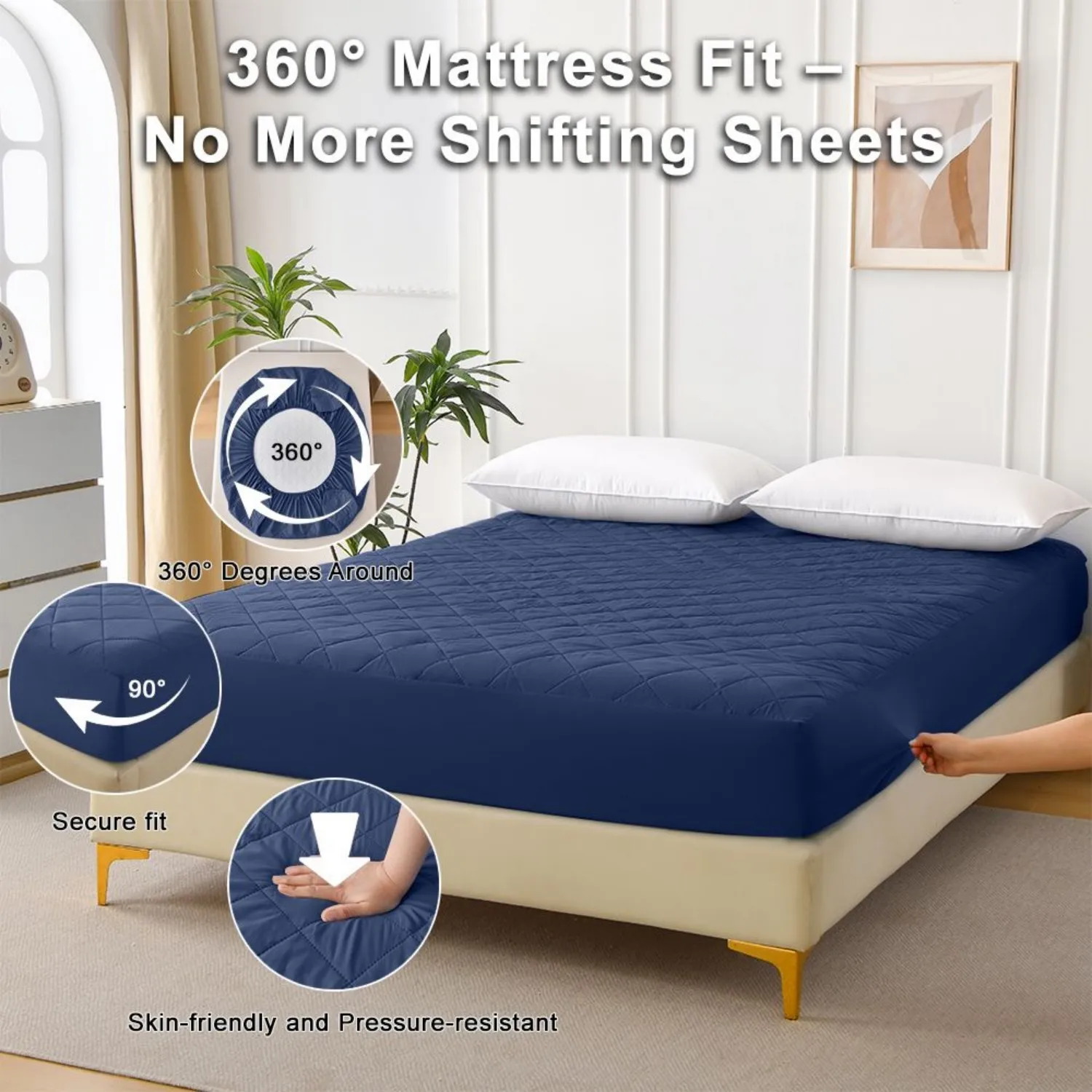 

Regular version Queen Diamond Grid Ultrasonic Waterproof Mattress Protector | Breathable Spill & Stain Guard for Bed New Upgrade