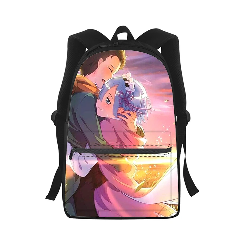 

Re zero Rem Emilia anime Men Women Backpack 3D Print Fashion Student School Bag Laptop Backpack Kids Travel Shoulder Bag