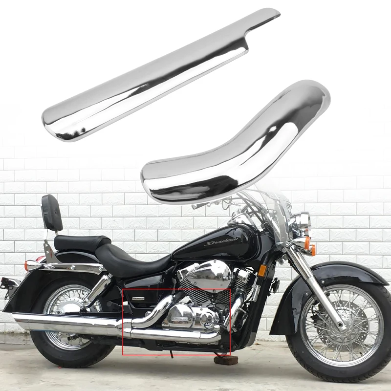 Motorcycle Chrome Curved Exhaust Muffler Pipe Heat Shield Cover Leg Protector Guard for HONDA Shadow ACE VT400 VT750 1997-2025