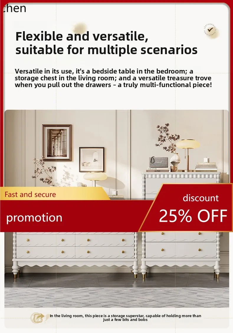 ZML Solid Wood Chest of Drawers Living Room Storage Cabinet Four Five Six Seven Eight Drawers Bedroom Bedside Cabinet