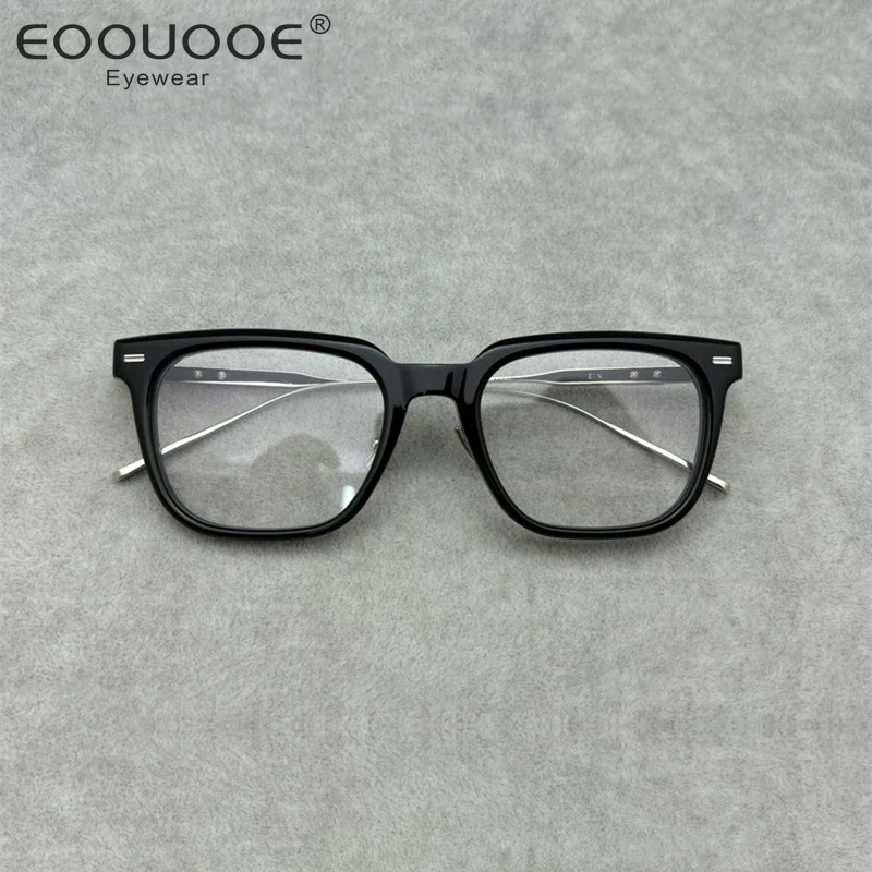 Zin Eyeglasses Titanium Acetate Square Glasses Frames for Men's 2024 Trend Vintage Blue Light Lense Reading Eyewear for Computer