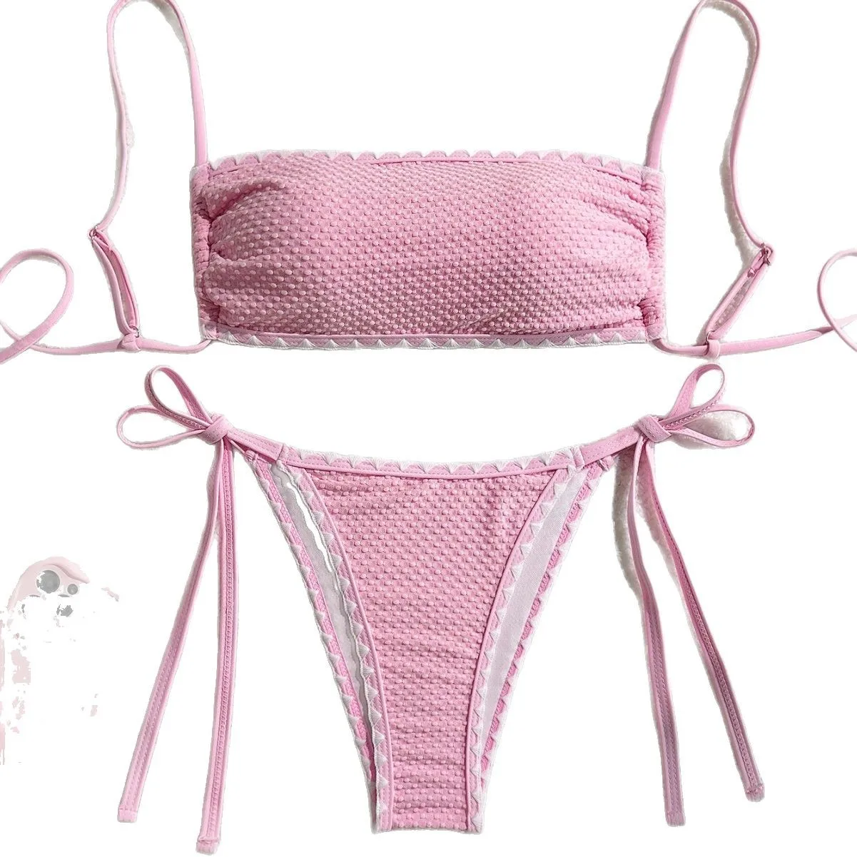 Nuovo costume da bagno bikini da donna sexy in tinta unita con lacci in tinta unita