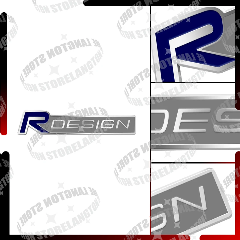 Insignia de emblema de rejilla de diseño R de carrocería de coche de Metal, 3D pegatina, calcomanías traseras para Volvo XC90, XC40, S60, XC60, V50,