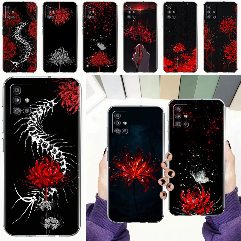 Phone Case For Samsung A15 A13 A35 A55 A51 A71 A41 A31 A21S A05 A17 A23 A25 A33 A53 A73 5G A07 4G Cover Tokyo Red Spider Lily