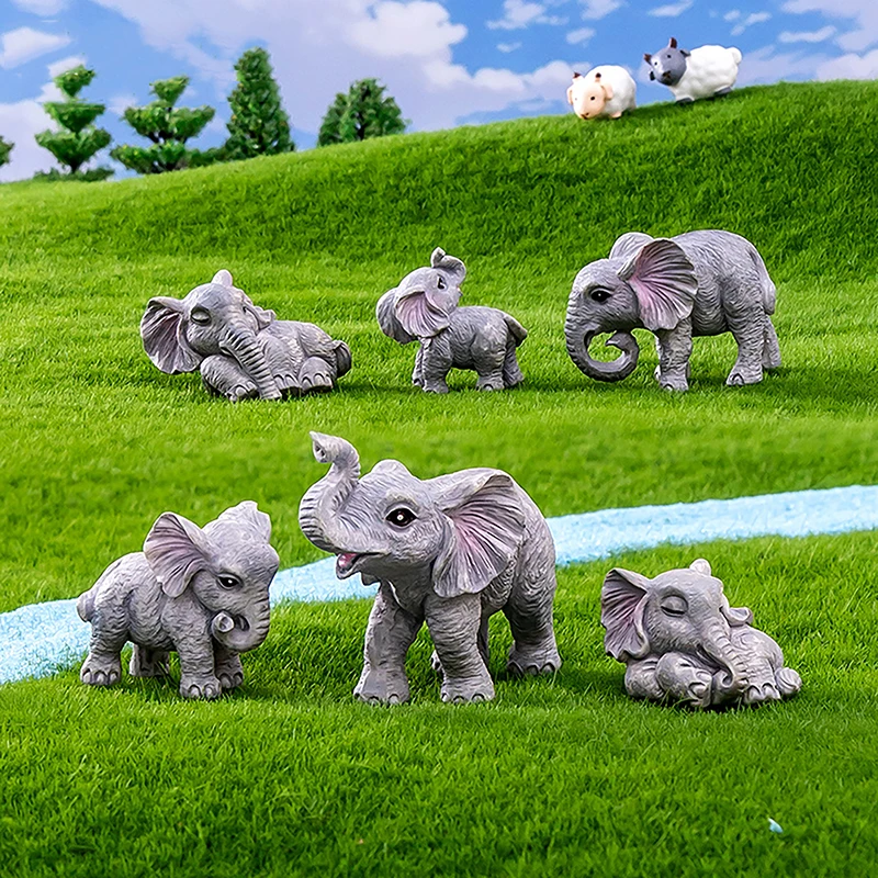 Creative Miniature Animal Elephant Cute Decoration Resin Bonsai Doll Fairy Tale Garden Decoration Desktop Small Ornaments