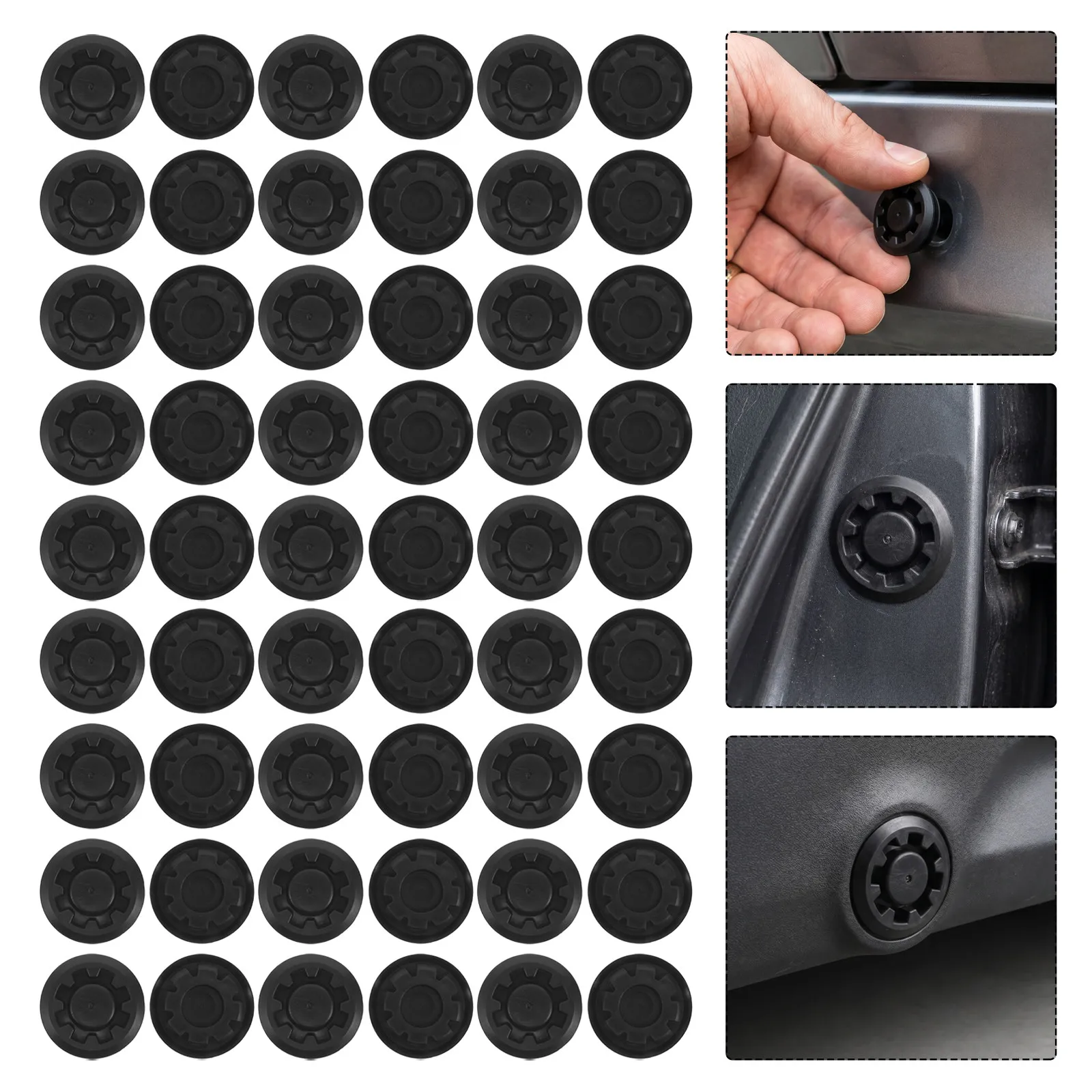 50Pcs Car Door Plug Waterproof Rubber Sealing Caps .9mm Hole Diameter Side Skirt Dustproof Cover Automotive Replacement