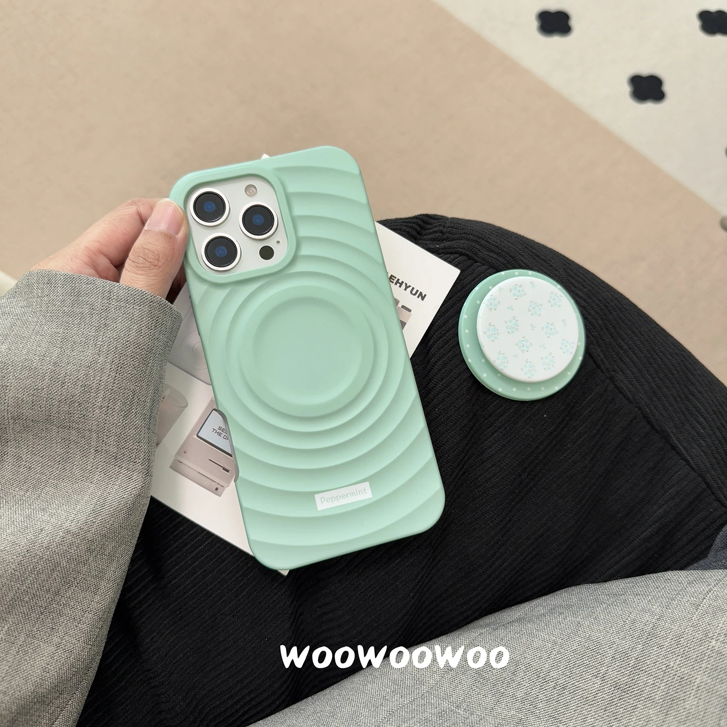 Casing Ponsel Magnet Titik Riak Hijau Mint Segar Baru untuk iPhone 16 15 14 13 Pro Max Fundas Iphone 13 Sampul Pelindung Casing