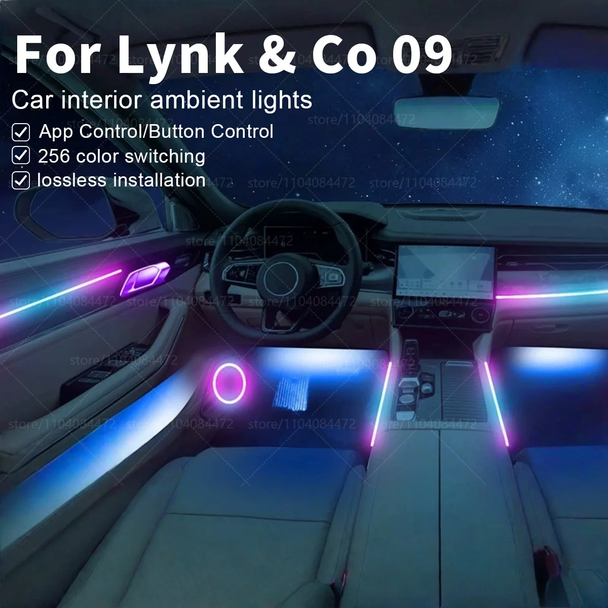 

22в1 RGB интерьер автомобиля акриловые автомобильные окружающие освещение RGB скрытая акриловая полоса украшения атмосферные аксессуары для Lynk & Co 09