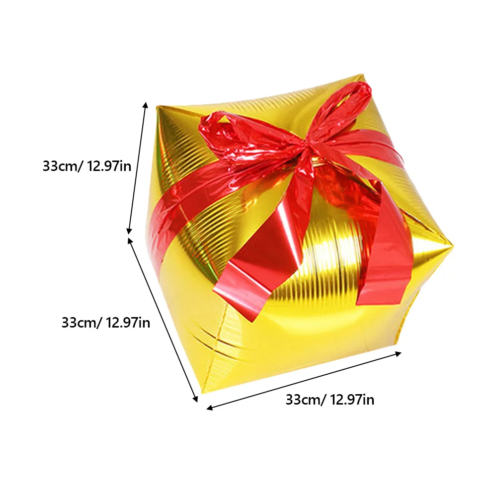 

6 Pcs Christmas Decoration Present Balloons Foil Square Birthday Decorations Cube Shape Party
