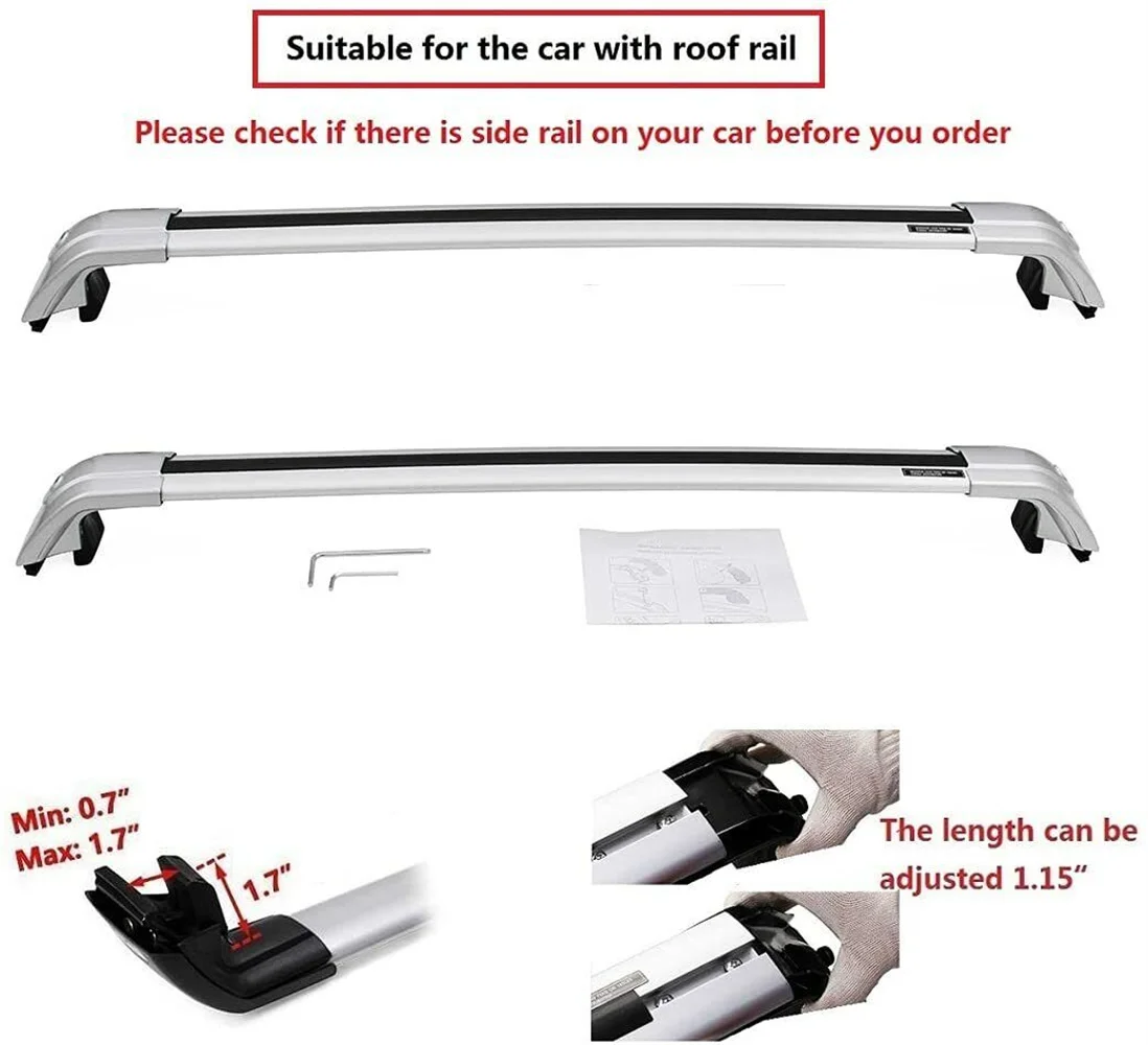 2Pcs Fits for Chevrolet Chevy Trax Holden 2023 2024 Roof Rail Rack Cross Bars Crossbars